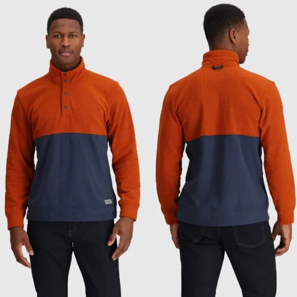 Outdoor Research Trail Mix Snap Pullover shirt Blue Orange 29496